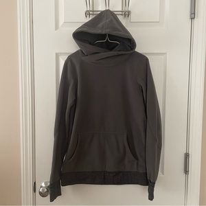 Lululemon Athletica Runaway Fleece Hoodie Pullover Gray Herringbone